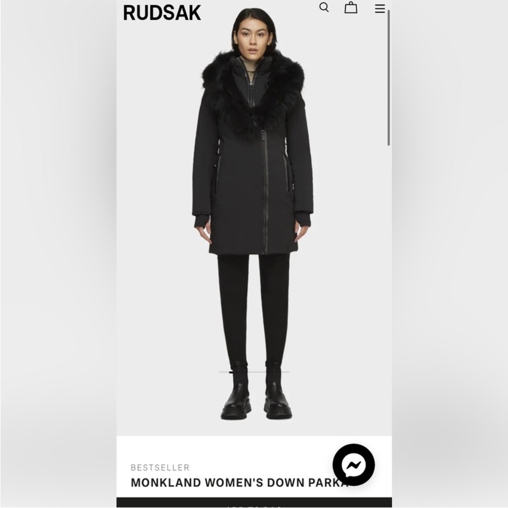 RUDSAK Women's Black Puffer Coat with Fur Hood